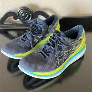 ASICS GlideRide 2 Flytefoam Mens Size 11 1011B016 French Blue Hazard Green